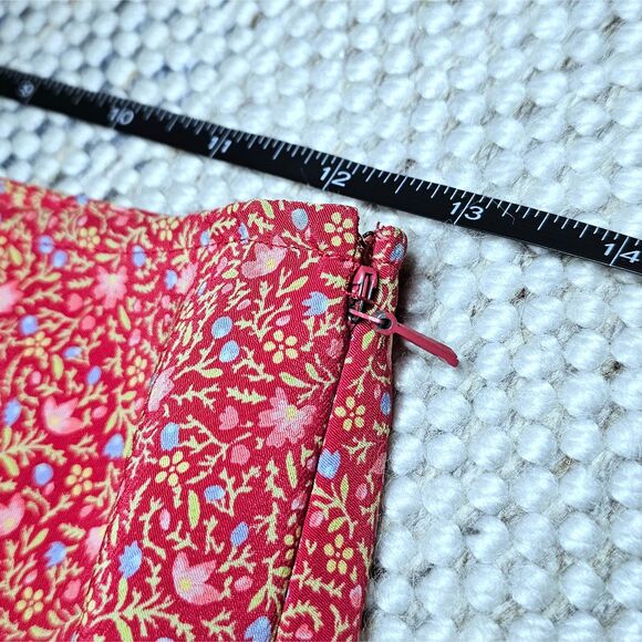 Vintage 90s Express Red Floral Midi Skirt - Picture 5 of 6